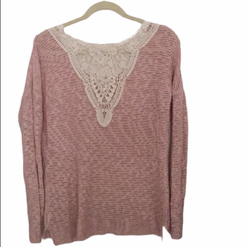 Women’s Pink Rose pink sweater with lace back